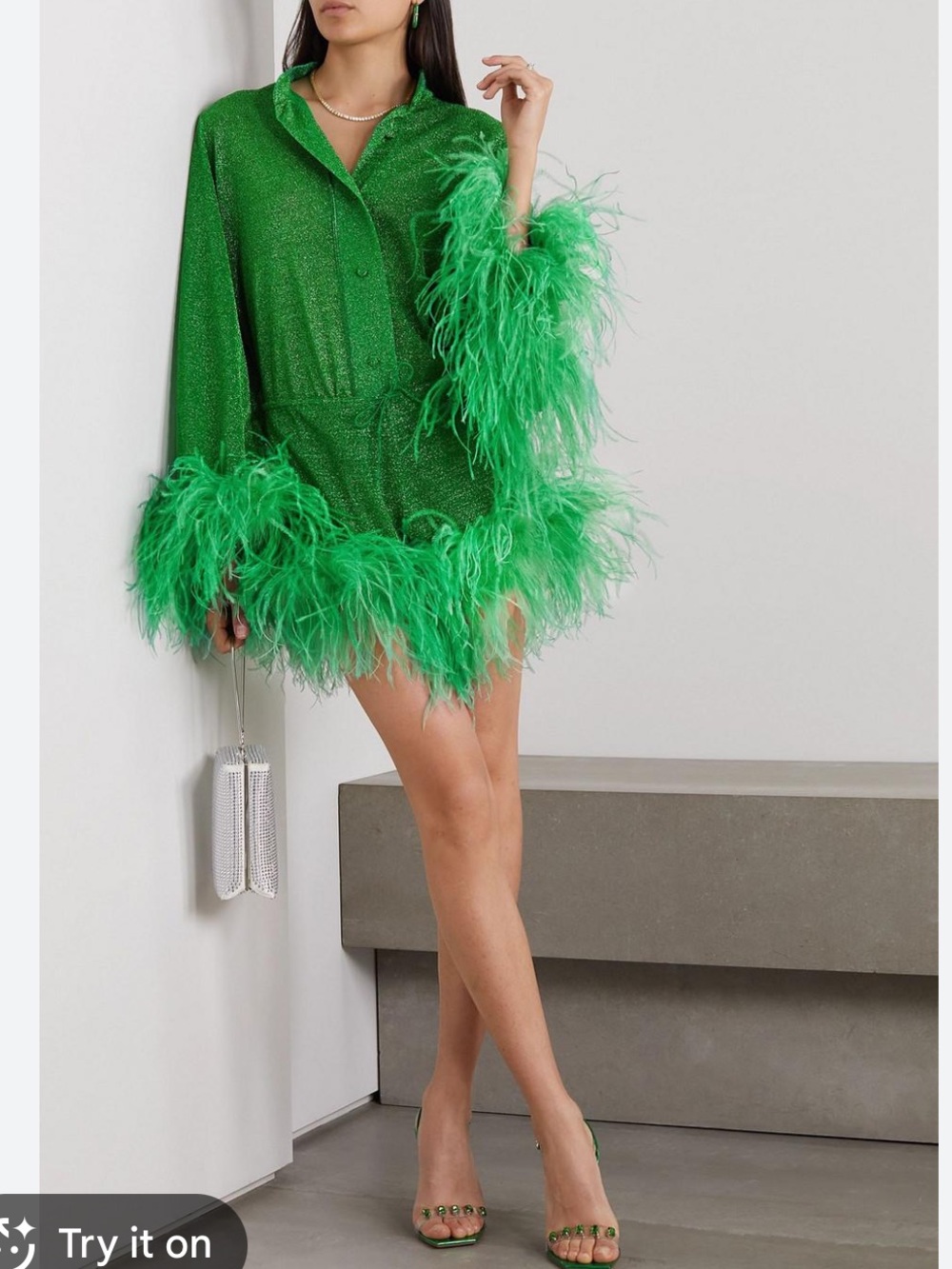 Oseree lumiere 2 Piece Matching Feather Short Top Set Size S